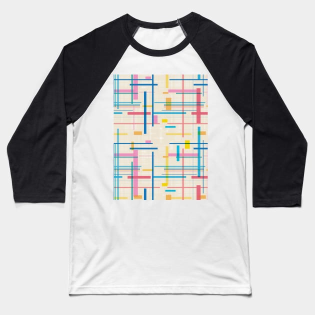 Geometric Fall In Line Glitch Baseball T-Shirt by Tobe_Fonseca